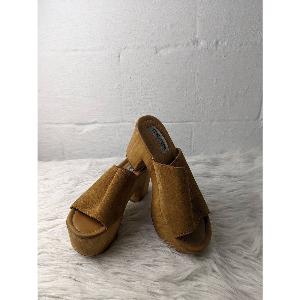 Steve Madden Sandals Size 38 US 8 Playdate Platform Made in Italy Y2K Chestnut S - Picture 1 of 7